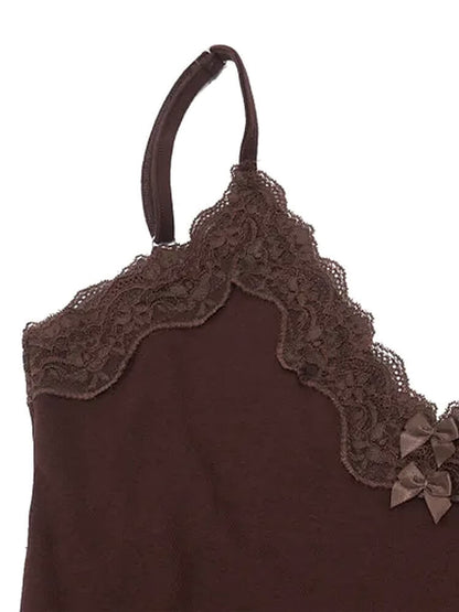 Y2K Lace Trim Bodysuit & Shorts Set