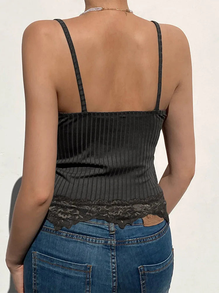 Y2K Lace Trim Cami Top