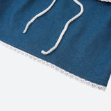 Lace Trim Denim Crop Top