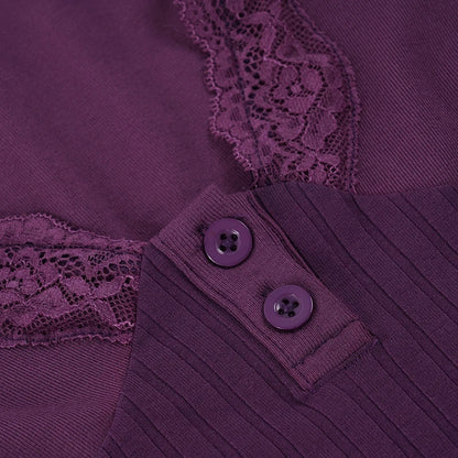 Y2K Lace Trim Henley Top