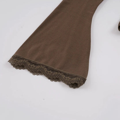 Y2K Lace Trim Square Neck Top