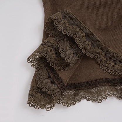 Y2K Lace Trim Square Neck Top