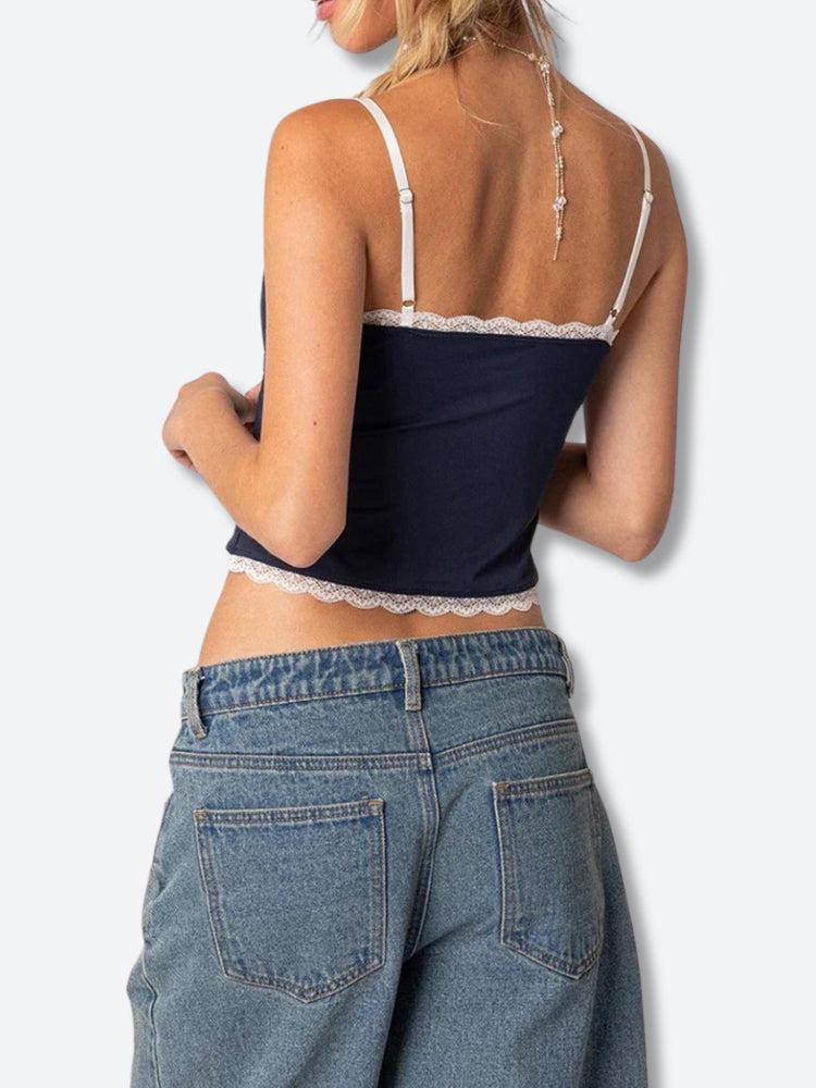 Y2K Lace Trim Top