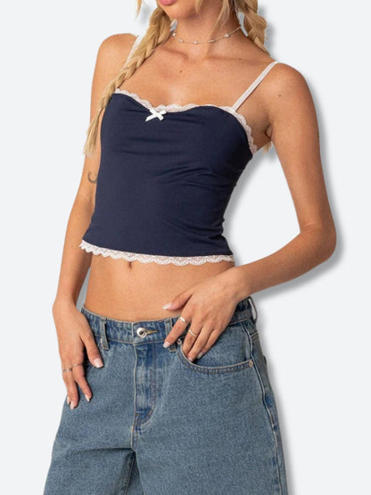 Y2K Lace Trim Top