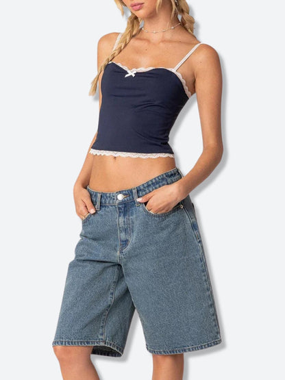 Y2K Lace Trim Top