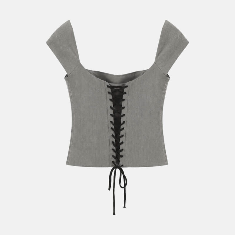 Y2K Lace Up Corset Top