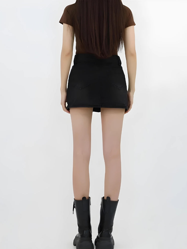Y2K Lace Up Denim Mini Skort
