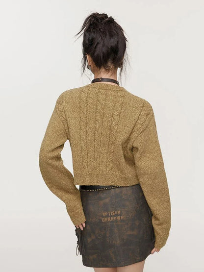 Y2K Lace-Up Detail Crop Sweater