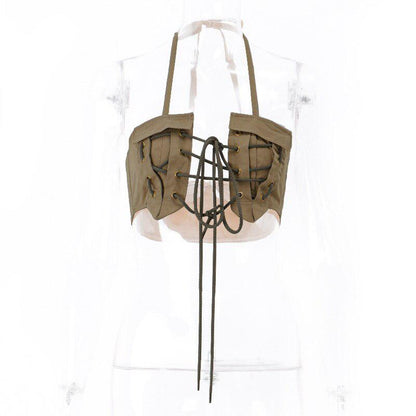 Y2K Lace Up Halter Top