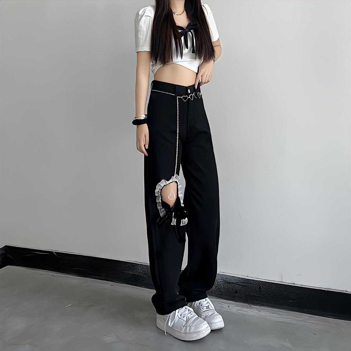 Y2K Lace Up Knee Jeans