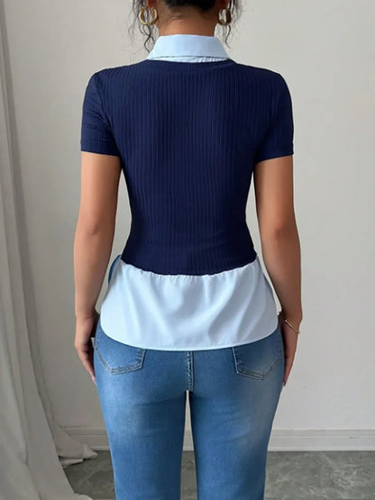 Y2K Layered Collar Knit Top