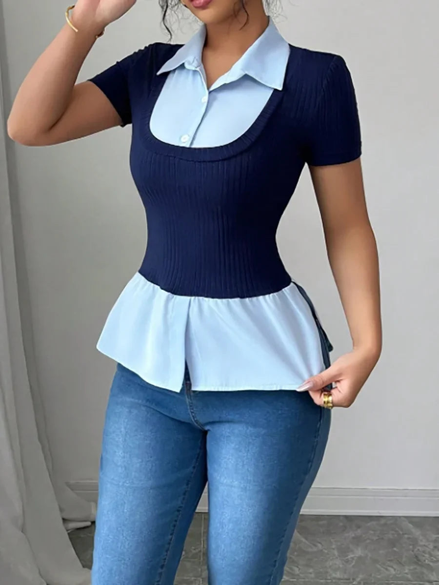 Y2K Layered Collar Knit Top