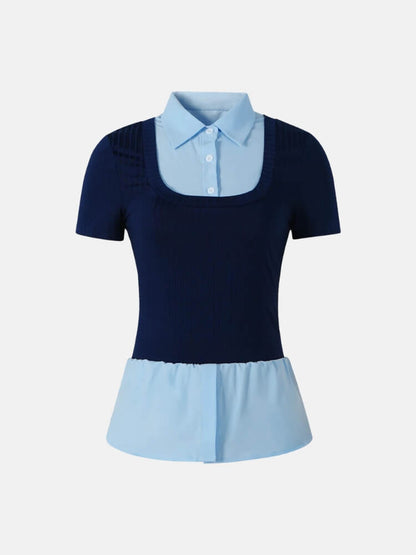 Y2K Layered Collar Knit Top