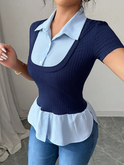 Y2K Layered Collar Knit Top
