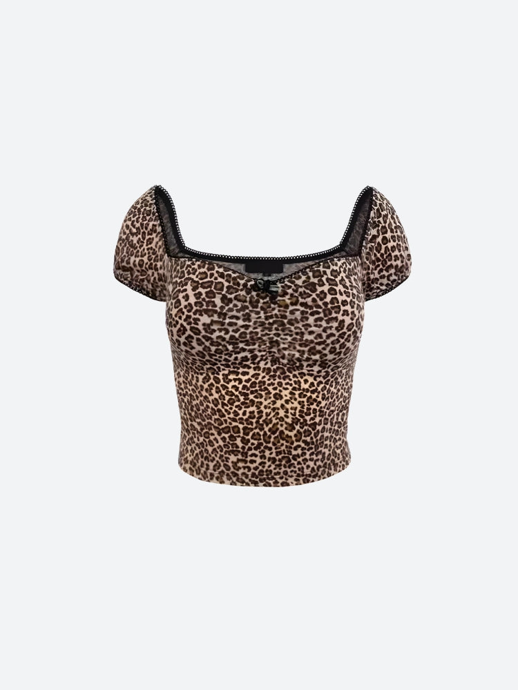 Y2K Leopard Bodycon Crop Top