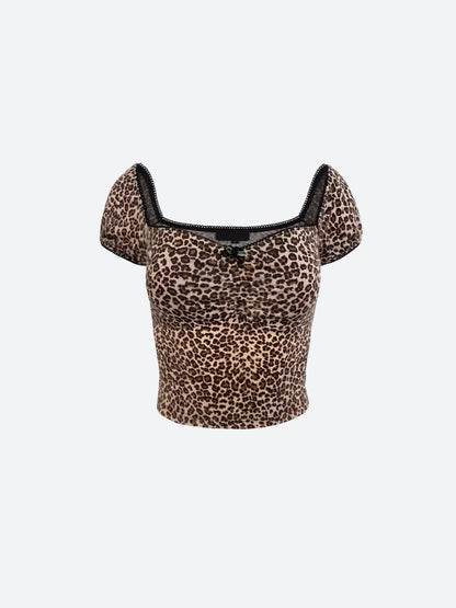 Y2K Leopard Bodycon Crop Top