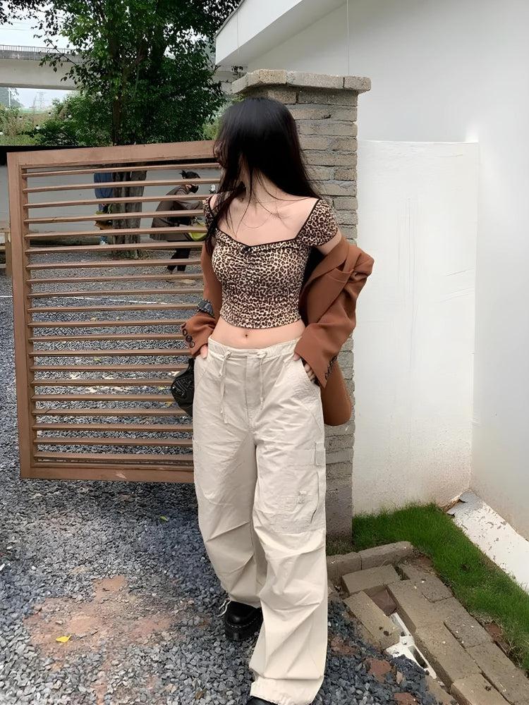 Y2K Leopard Bodycon Crop Top