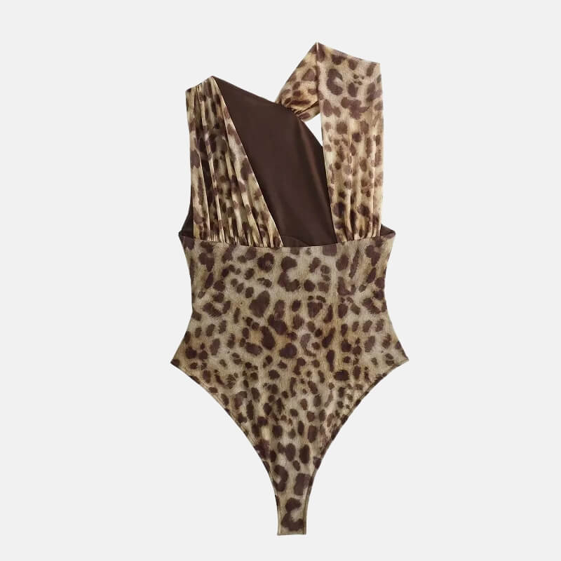 Y2K Leopard Bodysuit Top