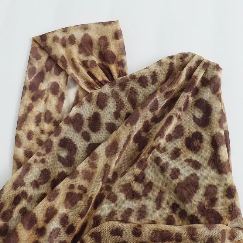 Y2K Leopard Bodysuit Top