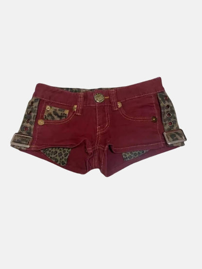 Y2K Leopard Buckle Micro Shorts