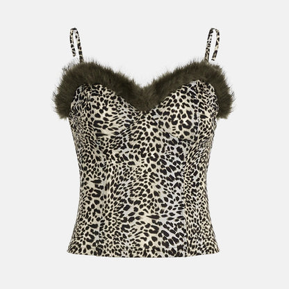 Y2K Leopard Faux Fur Top