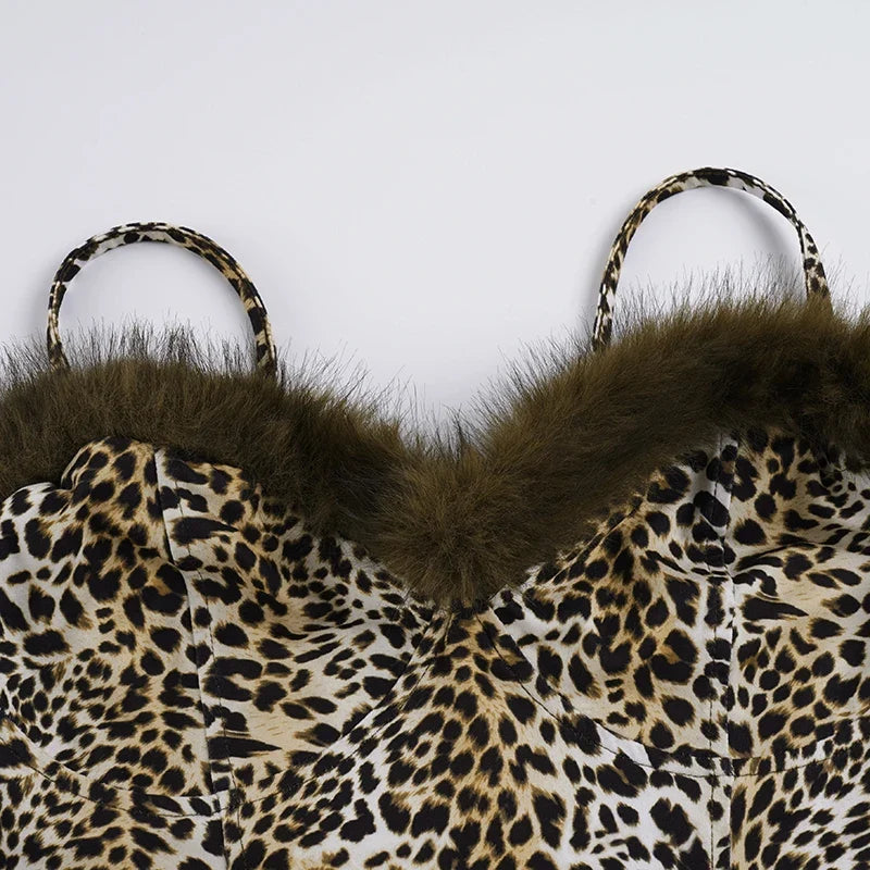 Y2K Leopard Faux Fur Top