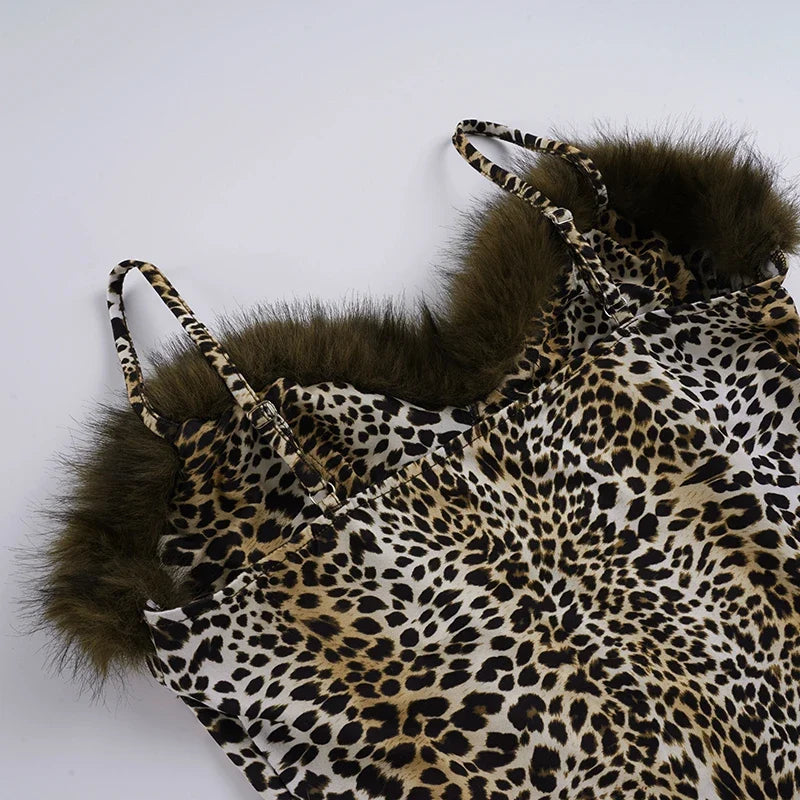 Y2K Leopard Faux Fur Top