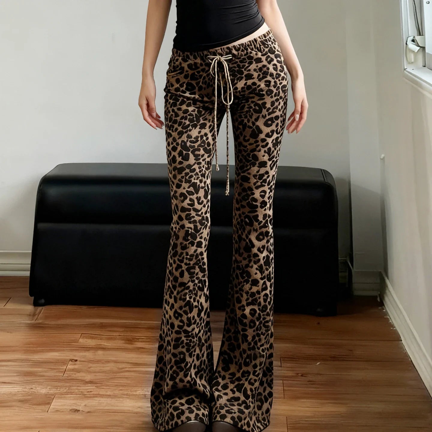 Y2K Leopard Flare Pants