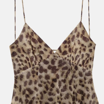 Y2K Leopard Lace Up Mini Dress