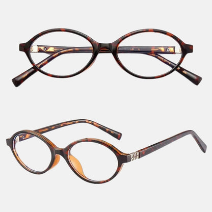 Y2K Leopard Oval Frame Glasses