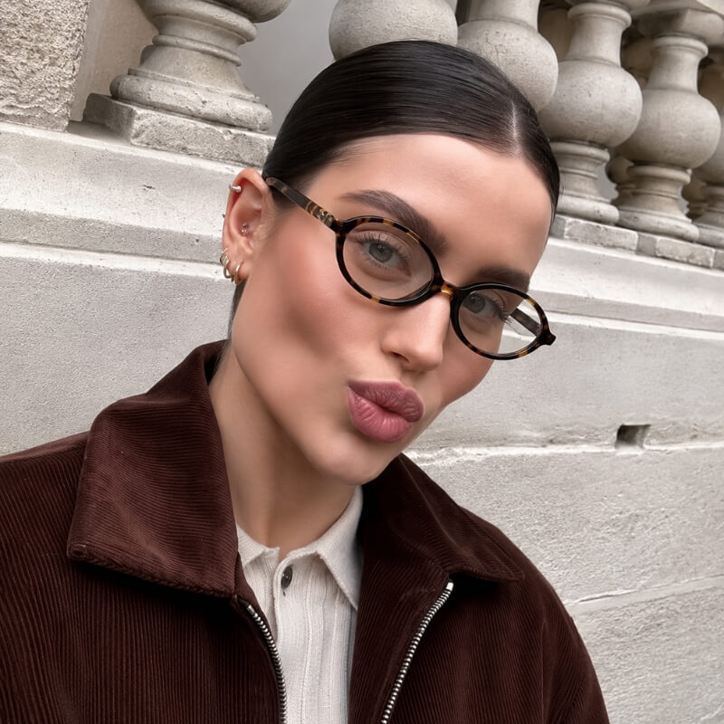 Y2K Leopard Oval Frame Glasses