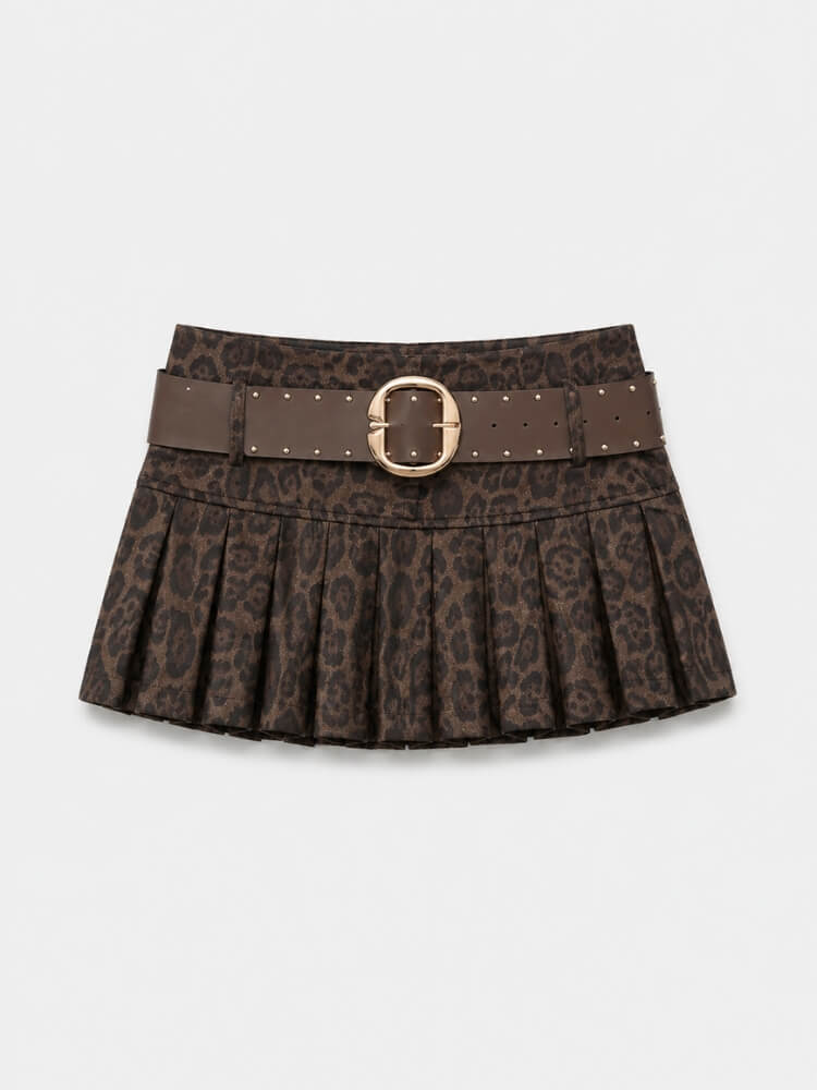 Y2K Leopard Pleated Skort