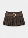 Leopard Print Pleated Skort
