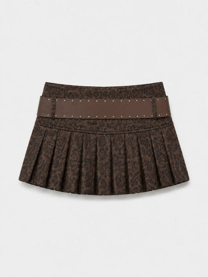 Y2K Leopard Pleated Skort