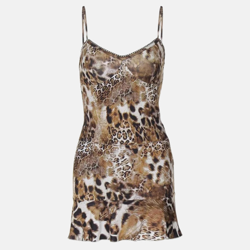 Y2K Leopard Top & Skirt Two Piece Set