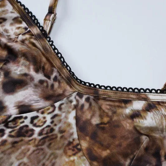 Y2K Leopard Top & Skirt Two Piece Set