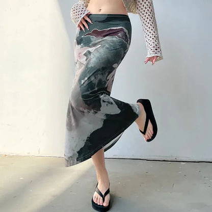 Y2K Low Rise Midi Skirt