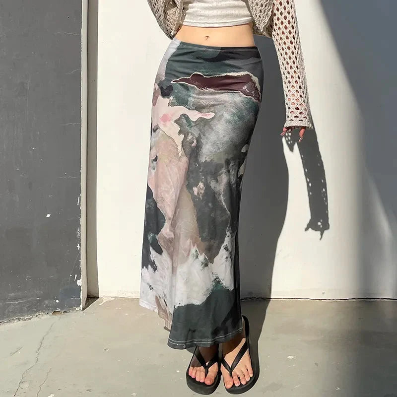 Y2K Low Rise Midi Skirt
