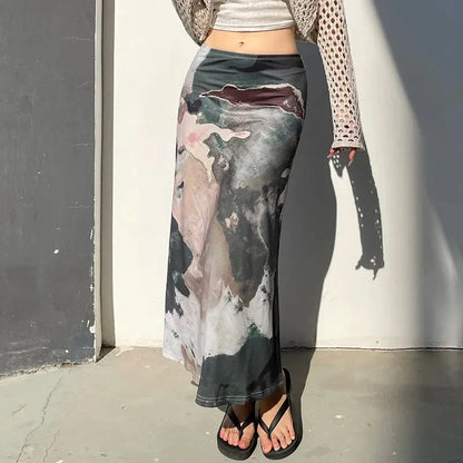 Y2K Low Rise Midi Skirt