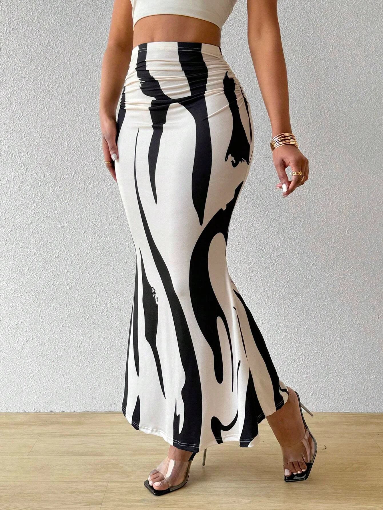 Y2K Marble Print Midi Skirt
