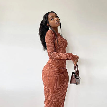 Y2K Marble Swirl Maxi Dress