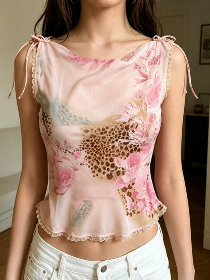 Y2K Mesh Floral Top