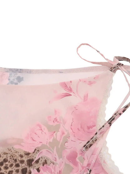 Y2K Mesh Floral Top