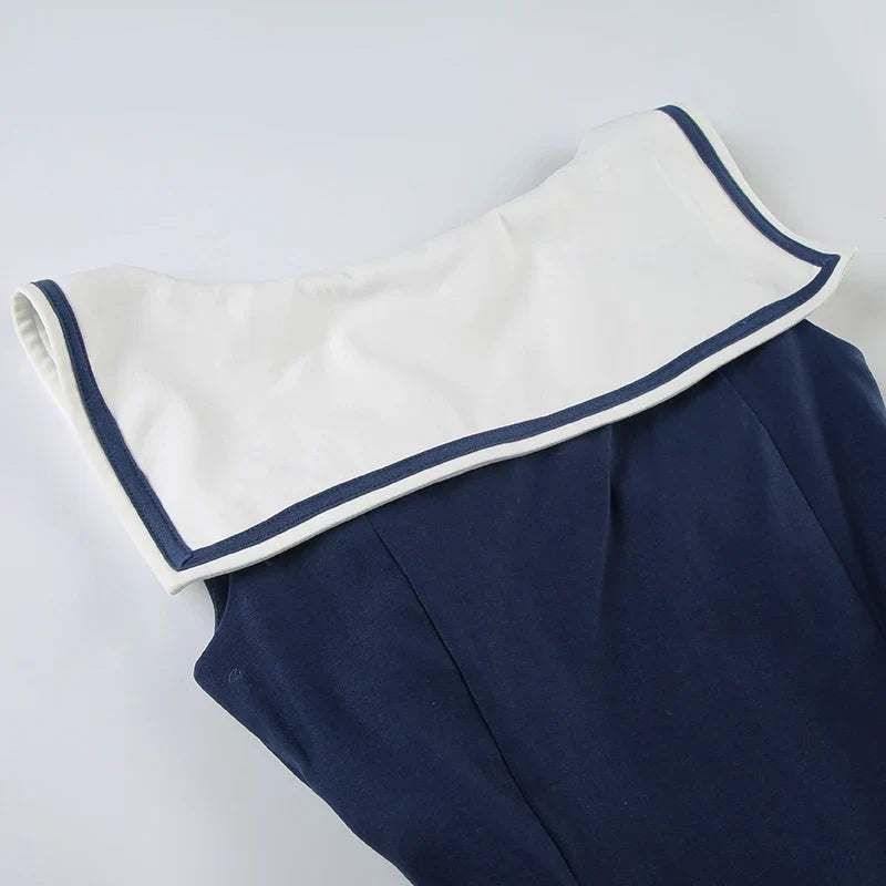 Y2K Nautical Button Mini Dress