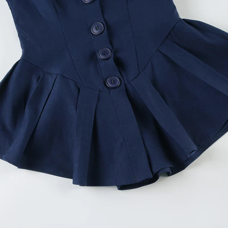 Y2K Nautical Button Mini Dress