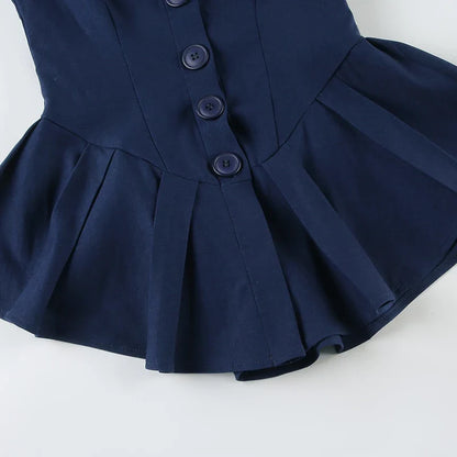 Y2K Nautical Button Mini Dress