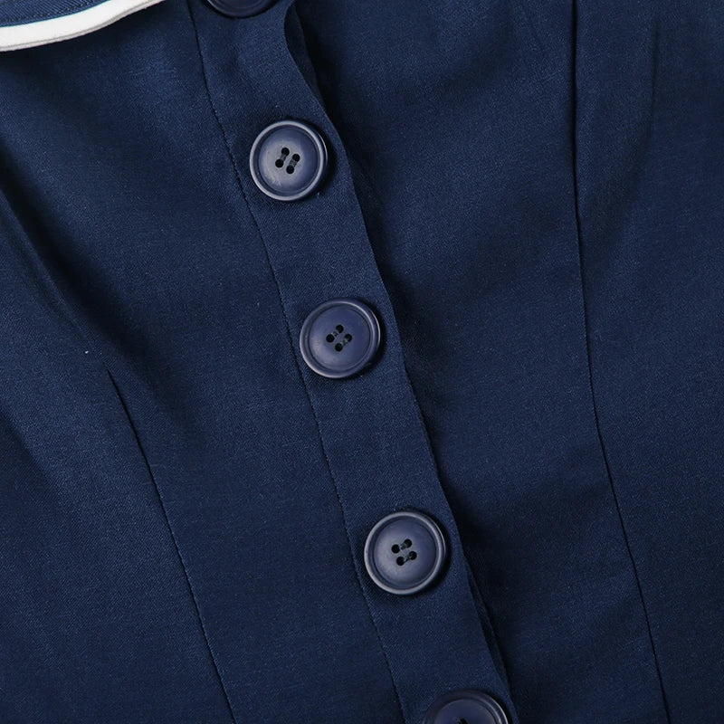 Y2K Nautical Button Mini Dress
