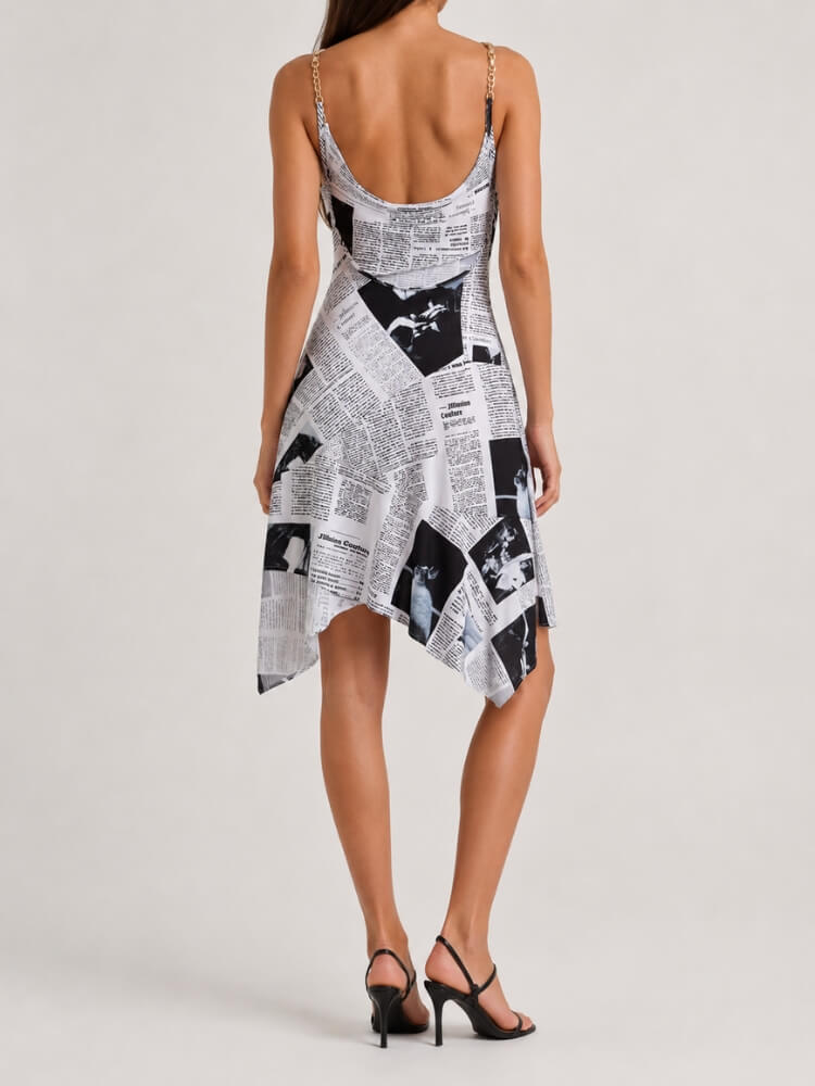 Y2K Newspaper Midi Dress