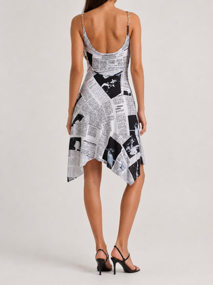 Y2K Newspaper Midi Dress