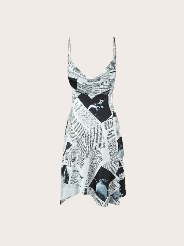 Y2K Newspaper Midi Dress